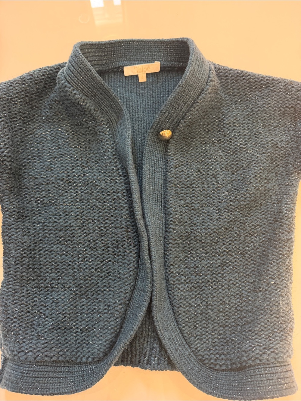 Chloe Teal Textured Cardigan with Gold Button